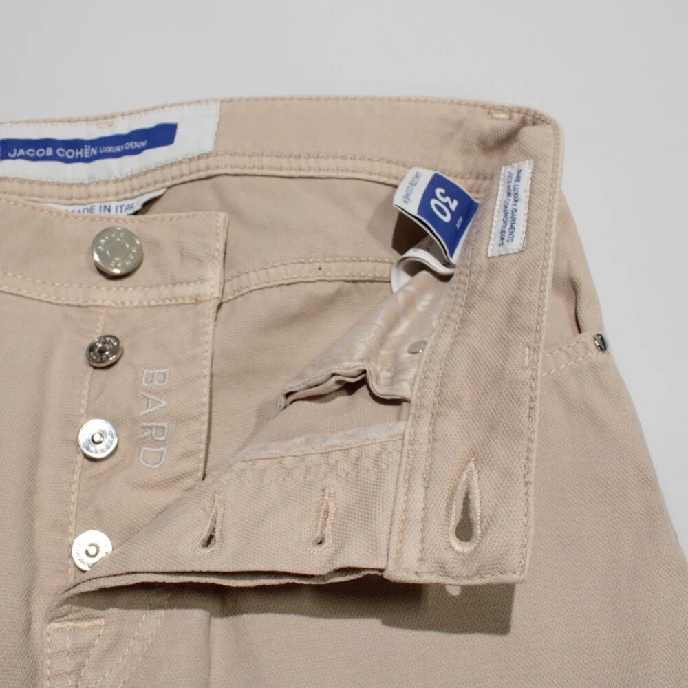 Jacob Cohen NWT 5 Pocket Jean Cut Pants Size 30 US Slim Fit Bard in Beige Cotton